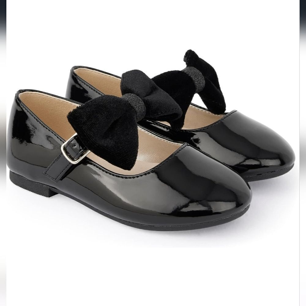 Gymboree Girls Black Dressy Mary Jane's Ballet Flat with removable bow size 3